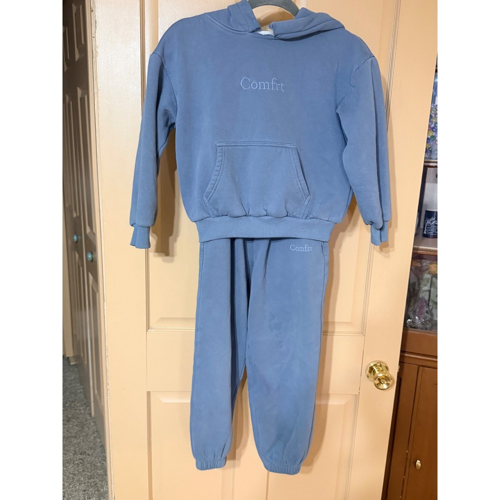 Comfrt Blue Hoodie and Joggers Matching Sweatshirt Lounge Set kids Medium